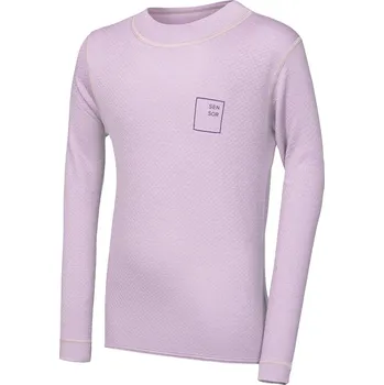 SENSOR MERINO DF LOGO UP juniorské triko dl.rukáv mystic violet