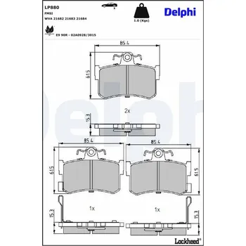 Brzdová destička Sada brzdových destiček, kotoučová brzda DELPHI LP880