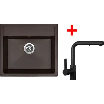 Granitový dřez Sinks SOLO 560 Marone + ENIGMA S Černá matná