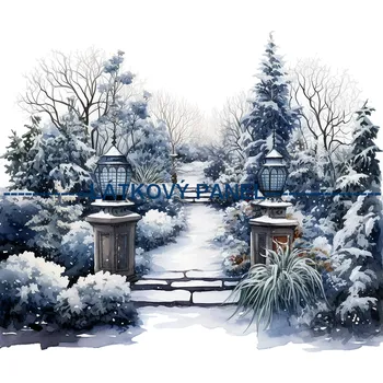 Látkový panel - Zimní krajinka - ZIM-63 Velikost: 15x15cm, Materiál: Mikroplyš