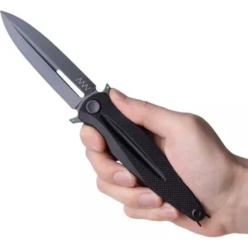 kapesní nůž Zavírací nůž ANV Z400 DLC Černá, hladké ostří, Liner Lock