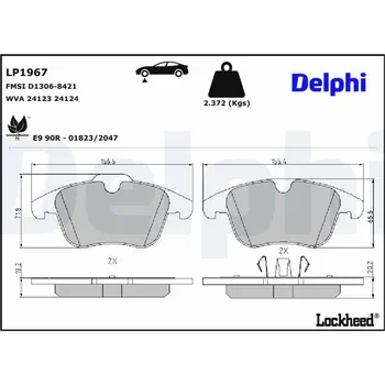 Brzdová destička Sada brzdových destiček, kotoučová brzda DELPHI LP1967