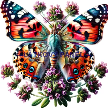 Látkový panel - Motýl na květině - MO-14 Velikost: 30x30cm, Materiál: Mikroplyš