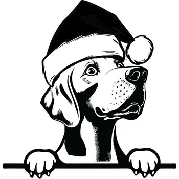 psí známka Psí známka s tlumičem cinkání KULATÁ | S ILUSTRACÍ PSA | červená Výmarský ohař - I (Vánoční)