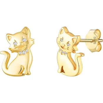 Náušnice Olivie Stříbrné náušnice KOČKA GOLD 9696 Ag 925; ≤2,2 g.