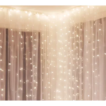 Vánoční dekorace Světelný okenní závěs, 240 mini LED, teplé světlo, šíře 5m, ovladač, 8 funkcí