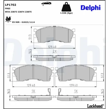 Brzdová destička Sada brzdových destiček, kotoučová brzda DELPHI LP1702