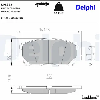 Brzdová destička Sada brzdových destiček, kotoučová brzda DELPHI LP1823