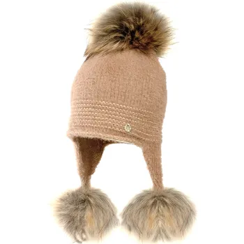 Pokrývka hlavy Zimní čepice s bambulemi JAMIKS Salambra barva: rezavá, Rozměr: 50