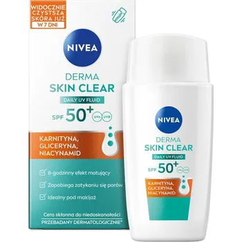 Pleťová kosmetika Nivea Derma Skin Clear Denný UV fluid SPF50+ pod mejkap 40ml