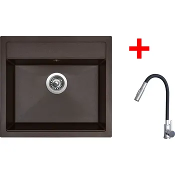 Granitový dřez Sinks SOLO 560 Marone + ELASTA S nerez/černá