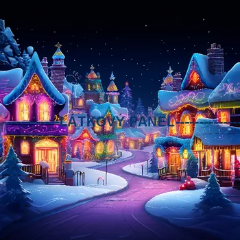 Látkový panel - Zimní městečko - ZIM-44 Velikost: 25x25cm, Materiál: Mikroplyš