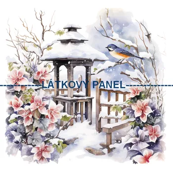 Látkový panel - Zimní krajinka - ZIM-50 Velikost: 30x30cm, Materiál: Mikroplyš