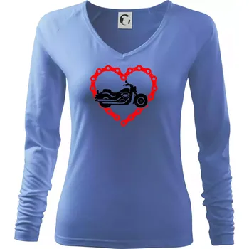 Dámské tričko Moto srdce řetěz - chopper - Triko dámské Elegance - L ( Azurově modrá )