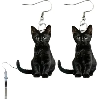 Karnevalový doplněk dovoz Náušnice kočka černá