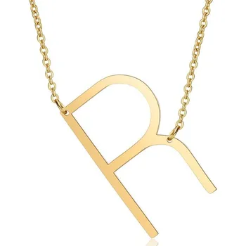 Náhrdelník Flamenco Mystique Náhrdelník z chirurgické oceli s písmenem R, pozlacený 14 karátovým zlatem, délka 45+4 cm