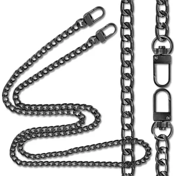 Kabelka Dlouhý kovový řetízek na kabelku, délka 100 cm, šířka 1 cm, masivní karabiny