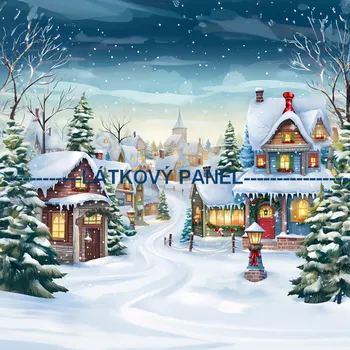 Látkový panel - Zimní městečko - ZIM-40 Velikost: 35x35cm, Materiál: Mikroplyš
