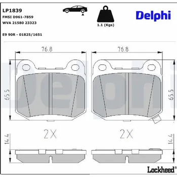 Brzdová destička Sada brzdových destiček, kotoučová brzda DELPHI LP1839