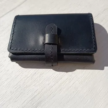 Peněženka Kožená ručně šitá mini peněženka – černá