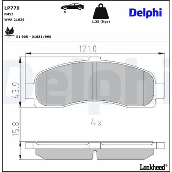 Brzdová destička Sada brzdových destiček, kotoučová brzda DELPHI LP779