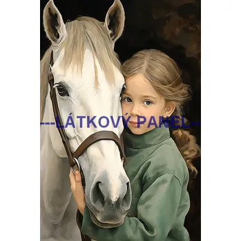 Látkový panel - Dívka na koni - KON - 85 Velikost: 30x20cm, Materiál: Mikroplyš