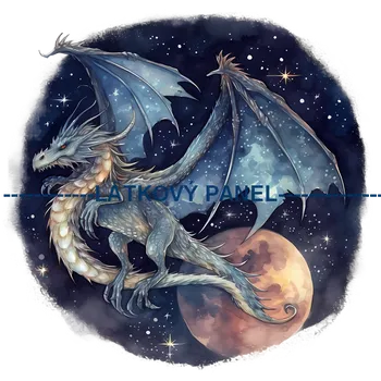 Látkový panel - Drak- DIN-13 Velikost: 35x35cm, Materiál: Mikroplyš