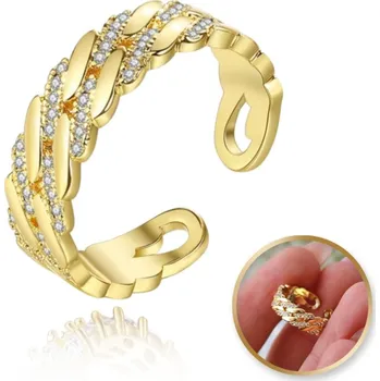 Prsten Flamenco Mystique Pozlacený nastavitelný prsten z chirurgické oceli s kubickou zirkonií PST935 - Elegantní šperk pro každou příležitost