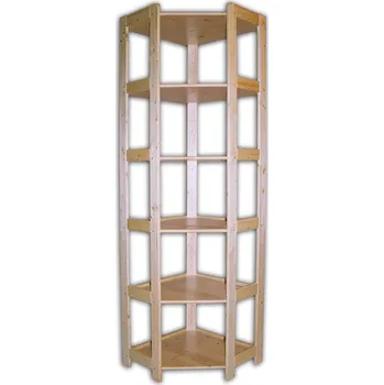 regál Kareš Dřevěný rohový regál 204x70x44cm, 6 polic Povrchová úprava: bez povrchové úpravy