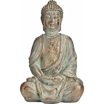 Nefertitis Buddha meditující japonská soška barva antického zlata 30 cm 30 cm soška