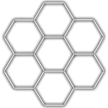 LED páska Escape6 Kompletní LED hexagonové svítidlo bílé 4500 K, rozměr 7 elementů 238 × 252 cm