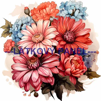 Látkový panel - Gerbery - KYT-272 Velikost: 20x20cm, Materiál: Mikroplyš