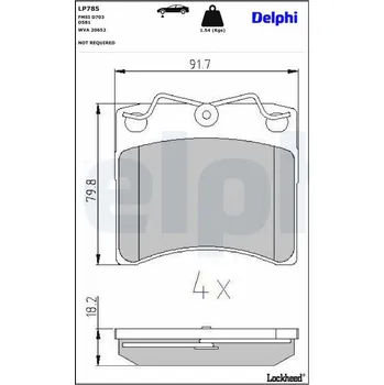 Brzdová destička Sada brzdových destiček, kotoučová brzda DELPHI LP785