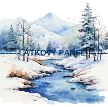 Látkový panel - Zimní krajinka - ZIM-116 Velikost: 25x25cm, Materiál: Mikroplyš