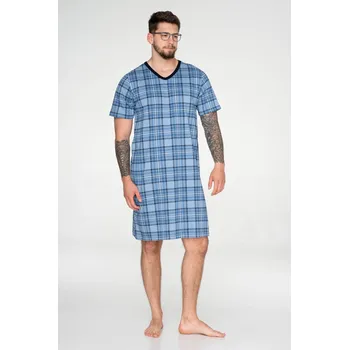 Pánská noční košile TIMO Mens Cubes modrá XXXL
