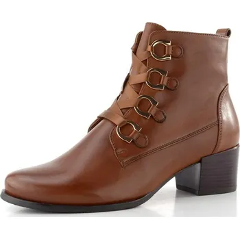 Dámské kozačky Regarde šněrovací kotník na podpatku Jolene-30 cuoio - 37 | P699571