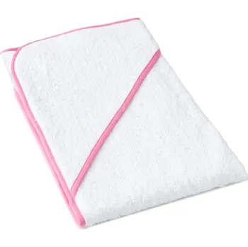 Dětská osuška s kapucí bílá s růžovou lemovkou: 75x75cm