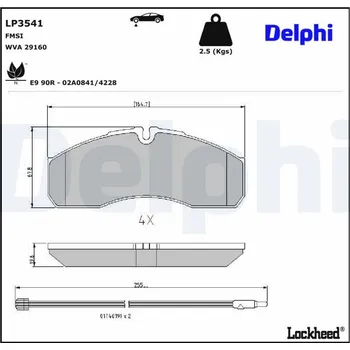 Brzdová destička Sada brzdových destiček, kotoučová brzda DELPHI LP3541