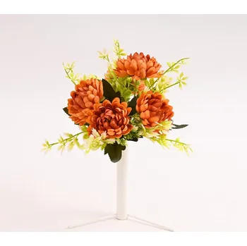 umělá květina Kytice chryzantém s plastovým doplňkem 29cm oranžová