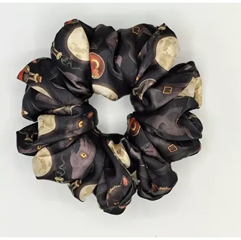 Saténová Scrunchie gumička Halloween XXL