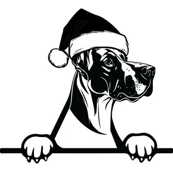 psí známka Psí známka s tlumičem cinkání KULATÁ | S ILUSTRACÍ PSA | modrá Německá doga - I (Vánoční)