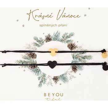 Náramek Dárková karta Krásné Vánoce a partnerské náramky srdíčka