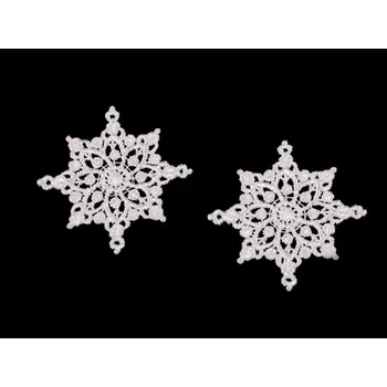 Krajková aplikace / nášivka vločka Off White 10 ks