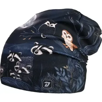 Čepice Flísová čepice Dráče Yetti - vzor 44 - černá - zvířátka v lese