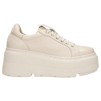 Dámské polobotky Béžové Kožené Tenisky Na Vysoké Platformě Wojas 4635254 41