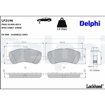 Brzdová destička Sada brzdových destiček, kotoučová brzda DELPHI LP2146