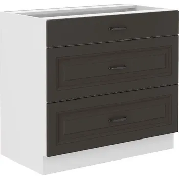 Kuchyňská skříňka Spodní skříňka se šuplíky PREMIUM BOX 80 D 3S BB STILO bílá/grafit MDF