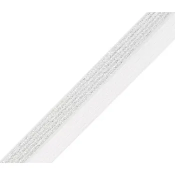 Textilní guma Lemovací pruženka půlená / lampas šíře 17 mm s lurexem bílá 25 m