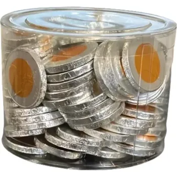 Čokoláda Stříbrnozlaté mince Eura dóza 100ks (Stříbrnozlaté mince Eura dóza 100ks)