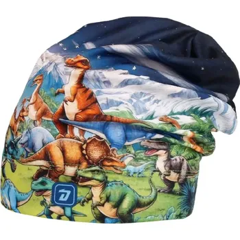 Čepice Flísová čepice Dráče Yetti - vzor 47 - modrá - dinosauři